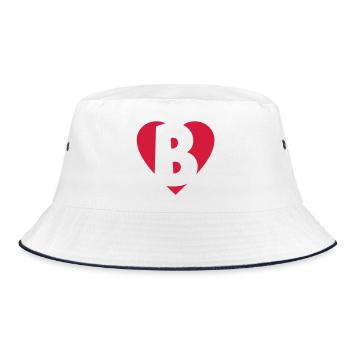 Heart B - I love B - Bucket Hat - white/navy - Front