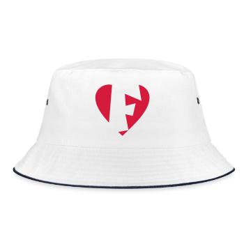 Heart F - I love F - Bucket Hat - white/navy - Front