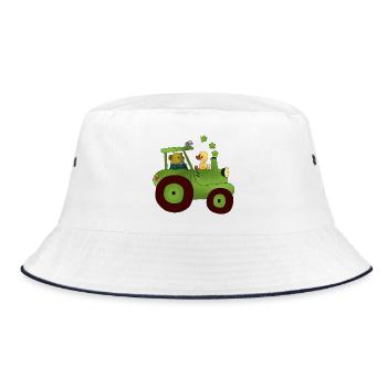 Mit dem Trecker unterwegs - Bucket Hat - Weiß/Navy - Vorne
