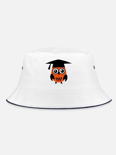 6061912 119208075 Eule - Bucket Hat - Weiß/Navy - Vorne