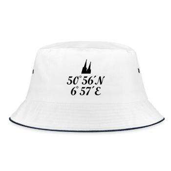 Köln Kölner Dom Koordinaten - Bucket Hat - Weiß/Navy - Vorne