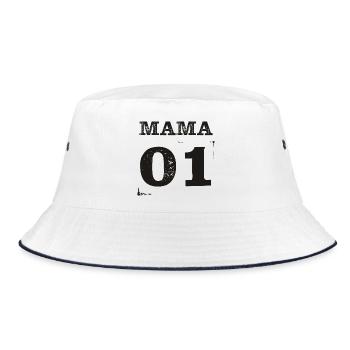 Mama 01 Partnerlook Partnershirt - Bucket Hat - Weiß/Navy - Vorne
