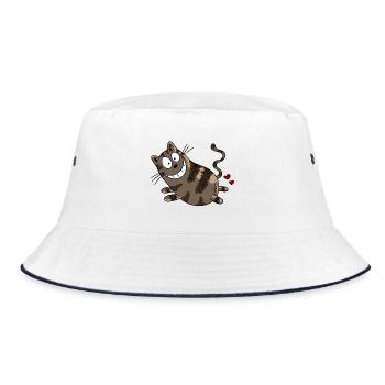 Funny cat puss heart - cats - gift - Bucket Hat - white/navy - Front