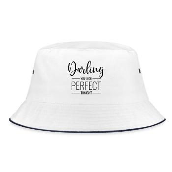 Darling you look perfect tonight - Bucket Hat - Weiß/Navy - Vorne