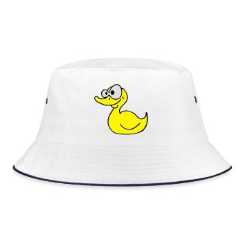 Whimsical Cartoon Duck Design - Bucket Hat - white/navy - Front