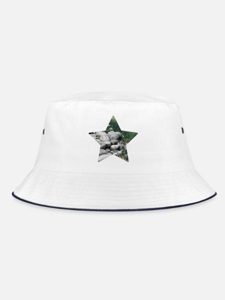 Natur Stern - Bucket Hat - Weiß/Navy - Vorne