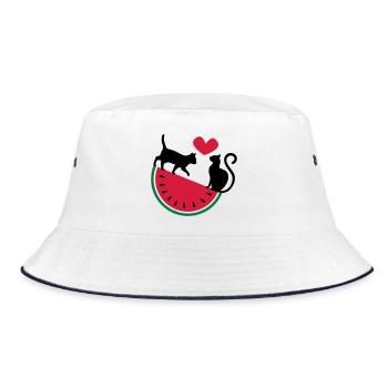 Melon Cat Love - Bucket Hat - Weiß/Navy - Vorne
