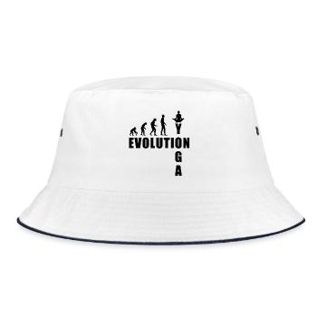 EVOLUTION Yoga Meditation Geschenk - Bucket Hat - Weiß/Navy - Vorne