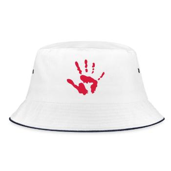 Abstrakte Handform mit lebendiger Farbe - Bucket Hat - Weiß/Navy - Vorne