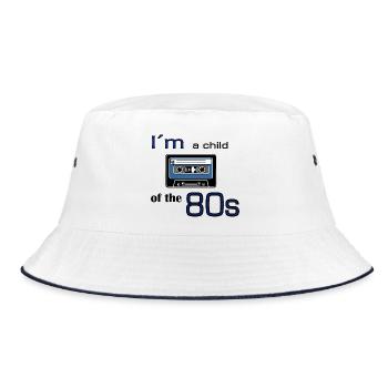 I'm a child of the eighties cassette tape - Bucket Hat - white/navy - Front