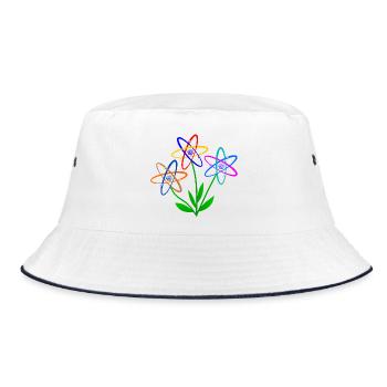 flower power, atom, atomic nucleus, flowers nuclear energy - Bucket Hat - white/navy - Front