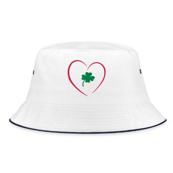 Valentine mit Herz und Kleeblatt - Bucket Hat - Weiß/Navy - Vorne