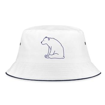 Süßer Eisbär Cartoon – Arktis Tiermotiv - Bucket Hat - Weiß/Navy - Vorne