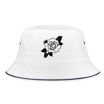 A Drawn Rose - Bucket Hat - white/navy - Front