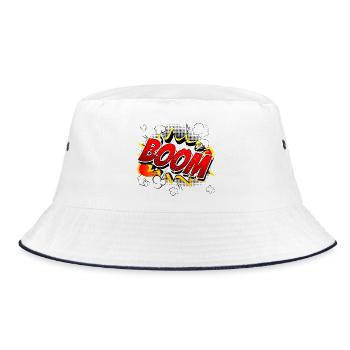 Boom Comic Grafik - Bucket Hat - Weiß/Navy - Vorne