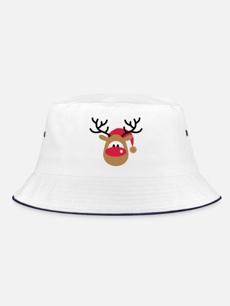 weihnachten - Bucket Hat - Weiß/Navy - Vorne