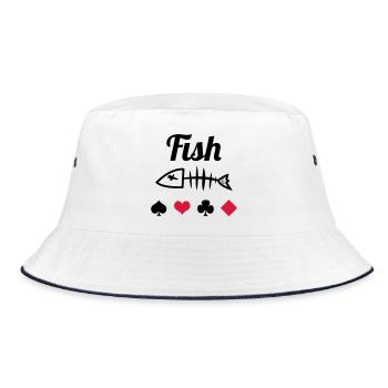 Poker : Fish - Bucket Hat - Weiß/Navy - Vorne