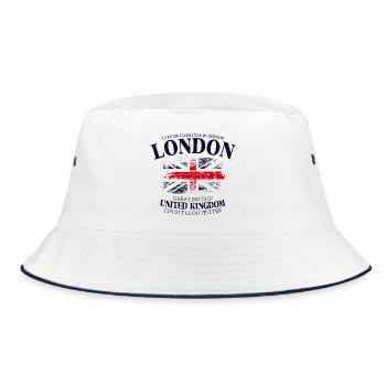 London Vintage Union Jack Tee - Bucket Hat - Weiß/Navy - Vorne