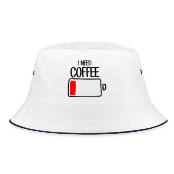 Crimson Block on Black Canvas - Bucket Hat - white/navy - Front