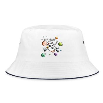 Kuh auf Weltreise - Bucket Hat - Weiß/Navy - Vorne