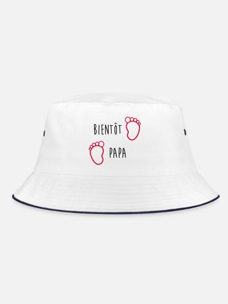 Bientôt Papa / Bébé / Naissance / Enceinte / Baby - Bob - blanc/marine - Devant