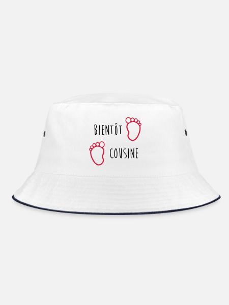 Bientôt Cousine / Cousin / Bébé / Naissance / Baby - Bob - blanc/marine - Devant