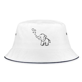 Elefant macht Blasen - Bucket Hat - Weiß/Navy - Vorne