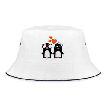 pinguine liebe valentinstag - Bucket Hat - Weiß/Navy - Vorne