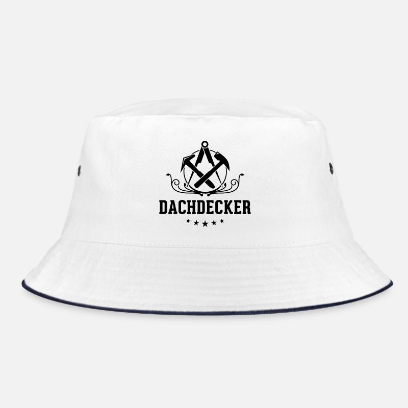 Dachdecker Schriftzug, Zunftzeichen - Bucket Hat - Weiß/Navy