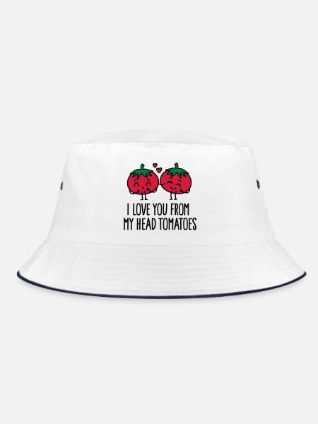 I love you from my head tomatoes - Bucket Hat - white/navy - Front