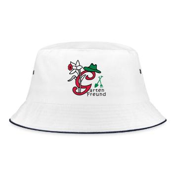 Garten, Buchstabe G, Natur - Bucket Hat - Weiß/Navy - Vorne
