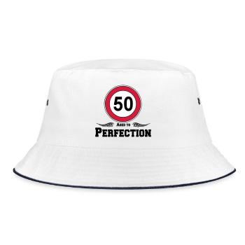 50.Geburtstag , 50 Aged to Perfection ..(25) - Bucket Hat - Weiß/Navy - Vorne