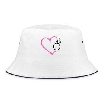 Coeur avec bague en diamant, alliance, alliance, mariée - Bob - blanc/marine - Devant