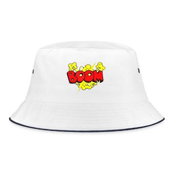 Dynamische Bombenexplosion Illustration - Bucket Hat - Weiß/Navy - Vorne
