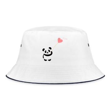 panda herz niedlich luftballon bär groß dick kusch - Bucket Hat - Weiß/Navy - Vorne