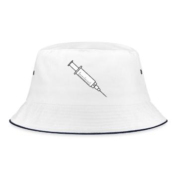 Vaccination syringe with medicine and needle - Bucket Hat - white/navy - Front