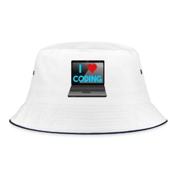 Programmieren, Programmierer, Informatiker - Bucket Hat - Weiß/Navy - Vorne