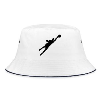 Fußballspieler, der dem Ball viel hinterher springt i - Bucket Hat - Weiß/Navy - Vorne