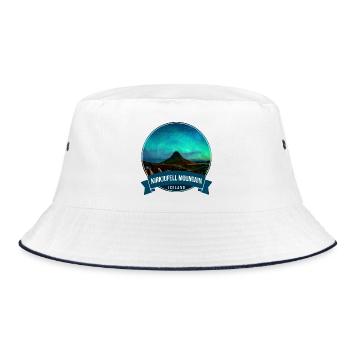 Kirkjufell Aurora Iceland - Bucket Hat - white/navy - Front