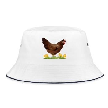 poulet brun avec poussins fraîchement éclos - Bob - blanc/marine - Devant