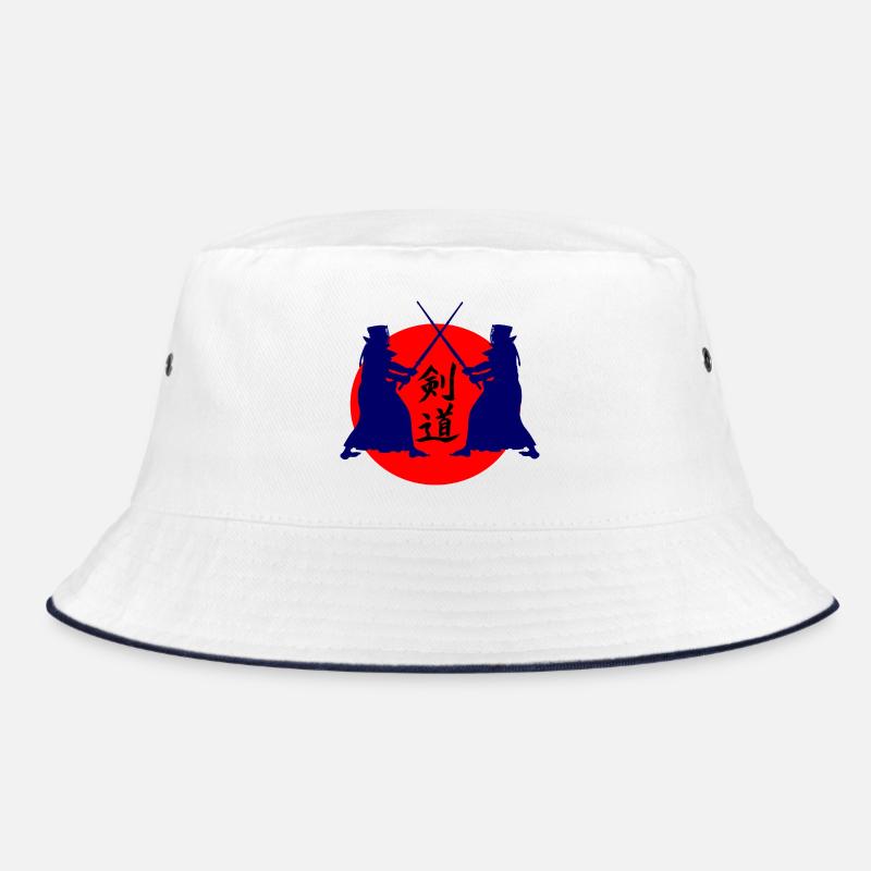Kendo two Kendoka in fighting mode with red sun kend Bucket Hat