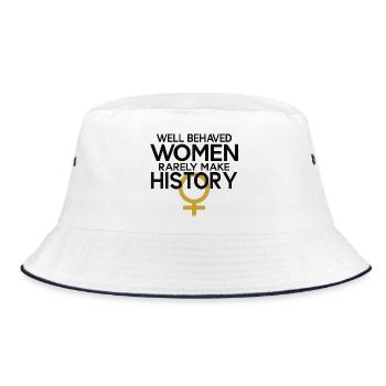 Zitat aus der Geschichte der Frauen - Bucket Hat - Weiß/Navy - Vorne