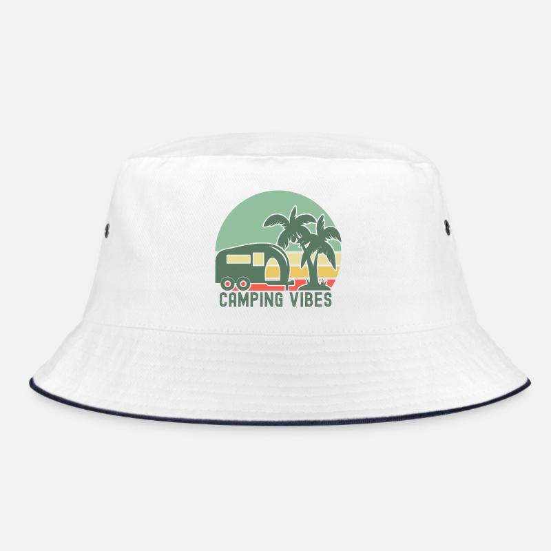 Retro Camping Vibes Illustration Bucket Hat