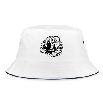 Bearded Collie Head - Bucket Hat - white/navy - Front