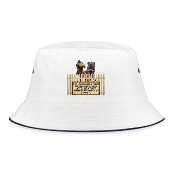 TREX Ehefrau Witz Zeichen T-Shirt - Bucket Hat - Weiß/Navy - Vorne
