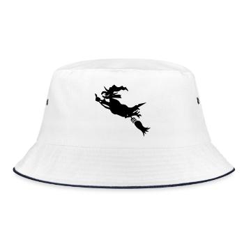 Witch with broom funny - Bucket Hat - white/navy - Front