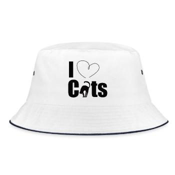 I love cats - Bucket Hat - white/navy - Front