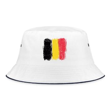Belgian Flag Abstract Brush Strokes - Bucket Hat - white/navy - Front