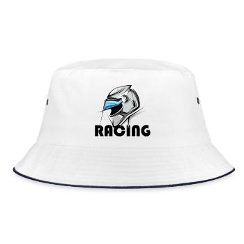 Icône de casque de course Illustration graphique de course - Bob - blanc/marine - Devant