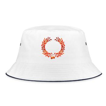 Herbstlaub Kranz mit Eicheln - Bucket Hat - Weiß/Navy - Vorne